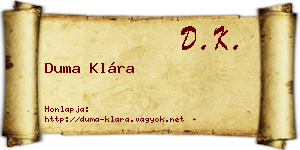 Duma Klára névjegykártya
